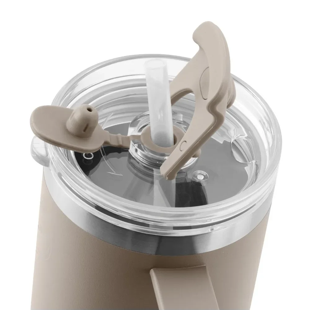 Stor termokop med sugerør - 885 ml - Cream Beige
