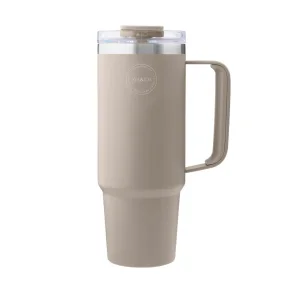 Large thermos cup with straw - 885 ml - Cream Beige