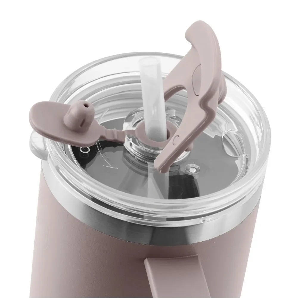 Stor termokop med sugerr - 885 ml - Soft Rose