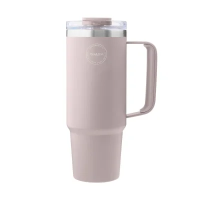 Stor termokop med sugerr - 885 ml - Soft Rose
