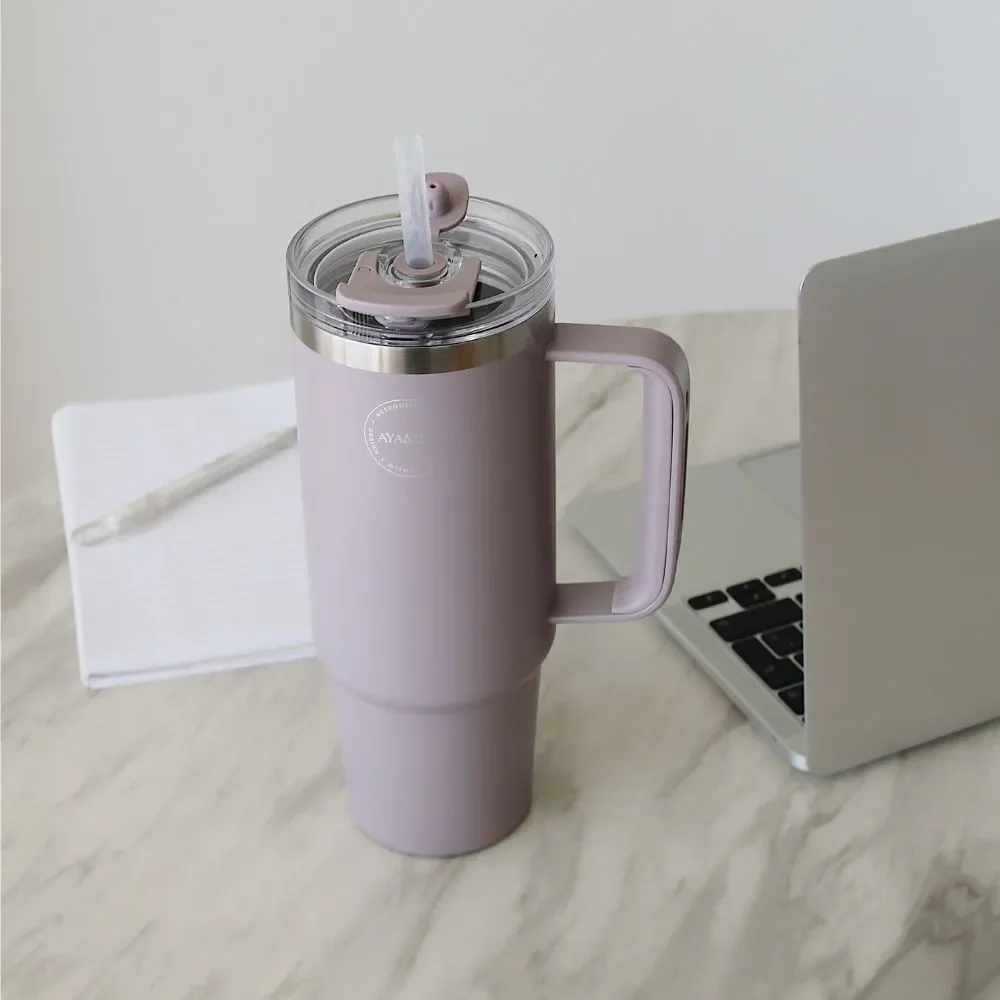 Stor termokop med sugerr - 885 ml - Lavender