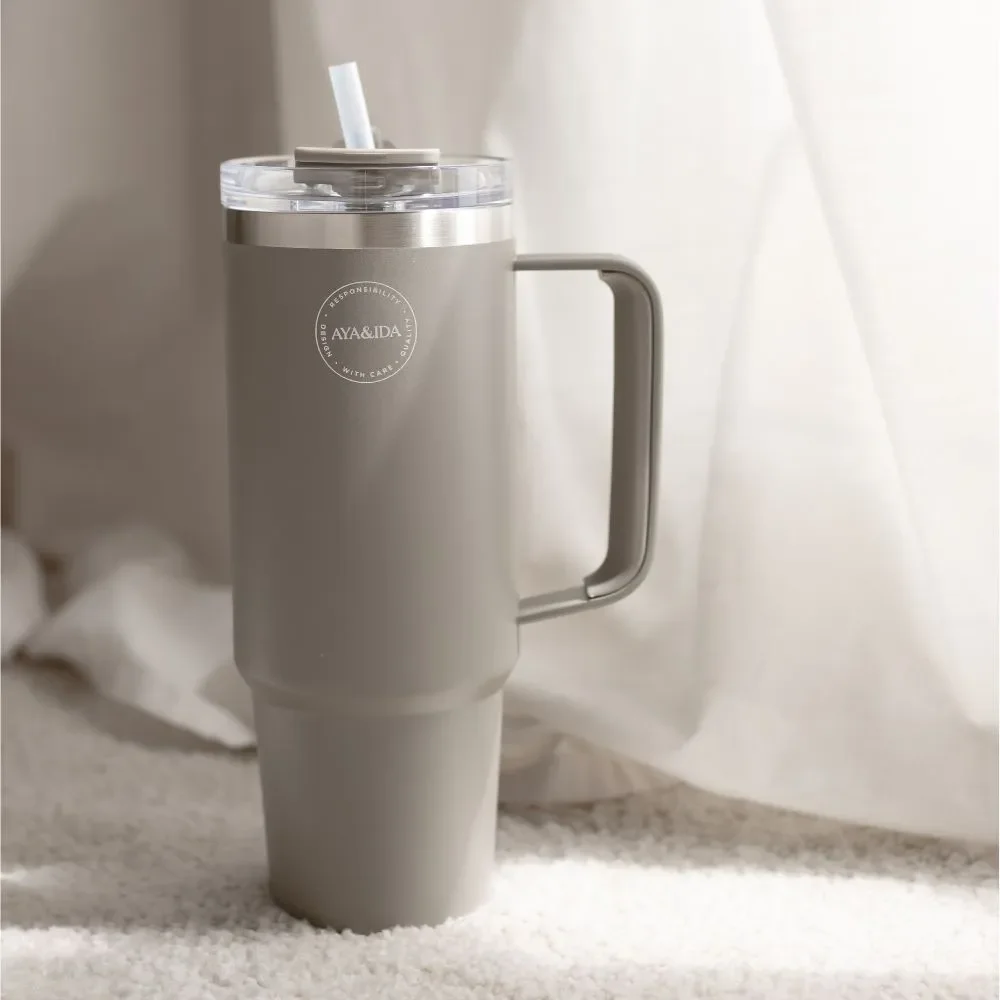 AYAIDA Termokop med sugerr - 885 ml - Driftwood