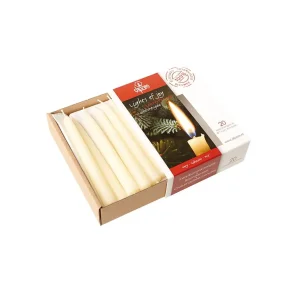 White Christmas tree candles made of beeswax - 20 pcs