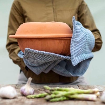 Dobbelt grillhandske i �kologisk bomuld - Sort