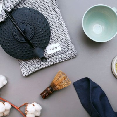 Dobbelt grillhandske i �kologisk bomuld - Sort