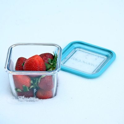 Glas opbevaringsboks med glaslg - ovnfast - 12x12 cm