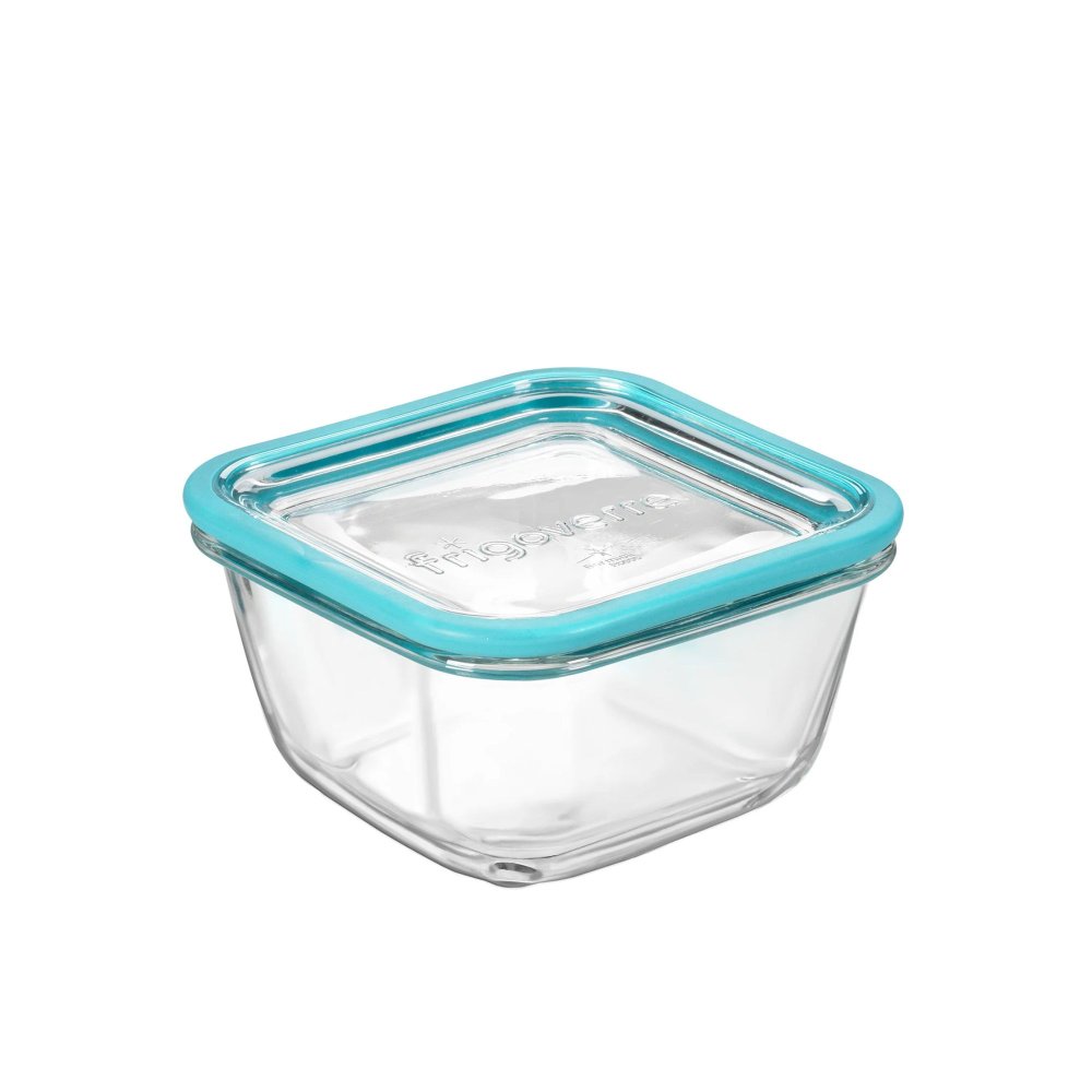 Glas opbevaringsboks med glaslg - ovnfast - 14x14 cm