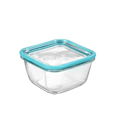 Glas opbevaringsboks med glaslg - ovnfast - 14x14 cm