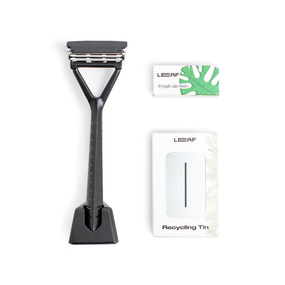 Shaving set with Leaf razor - Black