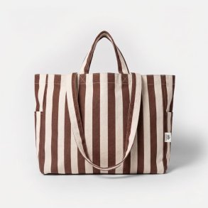 Organic Cotton Tote Bag - Low - Brown Stripes