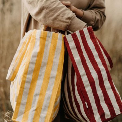 Organic Cotton Tote Bag - Yellow Stripes