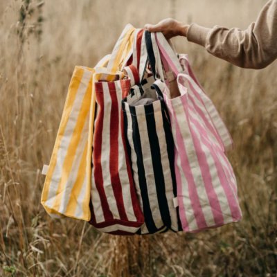 Organic Cotton Tote Bag - Yellow Stripes