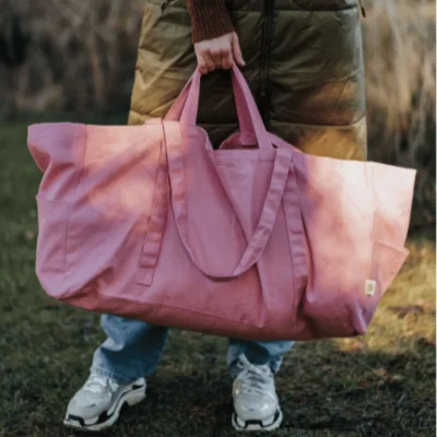 Stor weekendtaske i kologisk bomuld - Pink