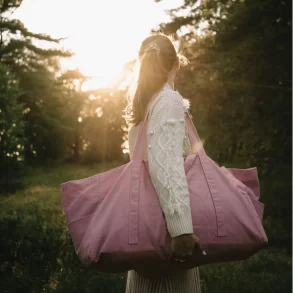 Large weekend bag in organic cotton - Pink
