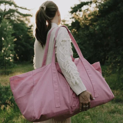 Stor weekendtaske i kologisk bomuld - Pink