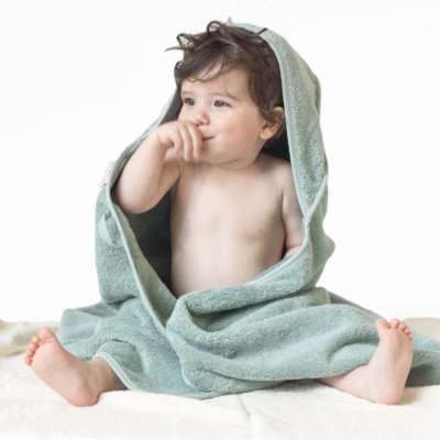 Babyhndklde med htte - kologisk - Mineral grn