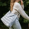 Schultertasche aus Bio-Baumwolle - Kariert