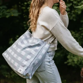 Shoulder bag in organic cotton - Checkered