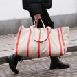 Stor weekendtaske i �kologisk bomuld - R�dstribet