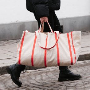 Gro�e Stofftasche aus Bio-Baumwolle - Rot gestreift