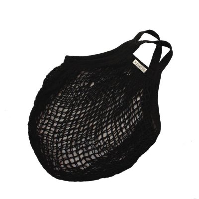 Indkbsnet i kologisk bomuld - string bag - Sort