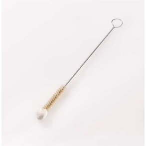 Brush with wool top for baby bottle spout