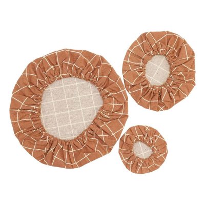 Bomuldscovers - Terracotta Check - st med 3 stk.