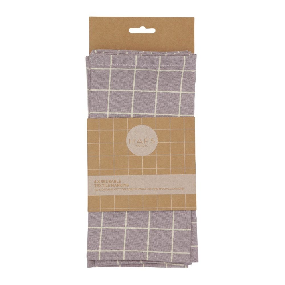 Stofservietter - Lavender Check - st med 4 stk.