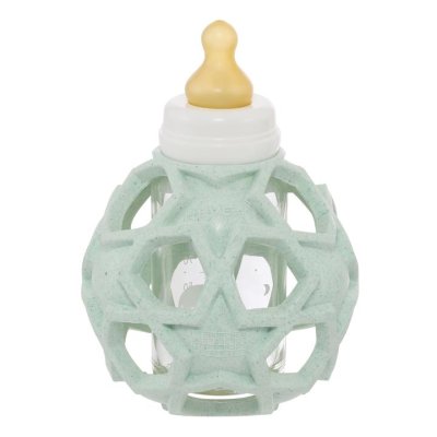 Hevea glas sutteflaske med gummi gribebold - 120 ml - Mint