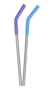 Pakke med 2 suger�r i rustfrit st�l med silikonetip - multi color