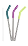 Sugr�r i rostfritt st�l med silikontopp - Multi Color - 3 st