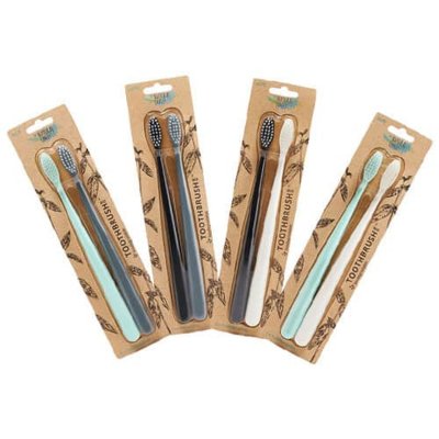 Tandbrster af majs - Sort & Hvid - Soft - 2 stk