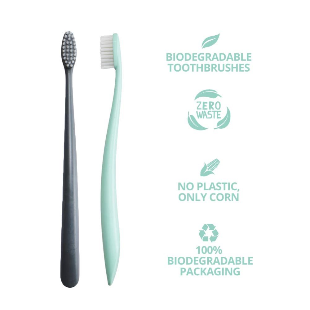Tandbrster af majs - Mint & Hvid - Soft - 2 stk