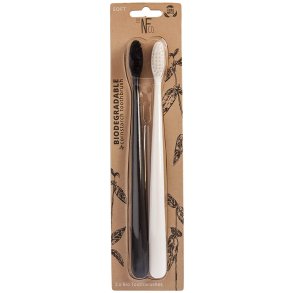 Toothbrushes made of corn - Black & White - Soft - 2 pcs