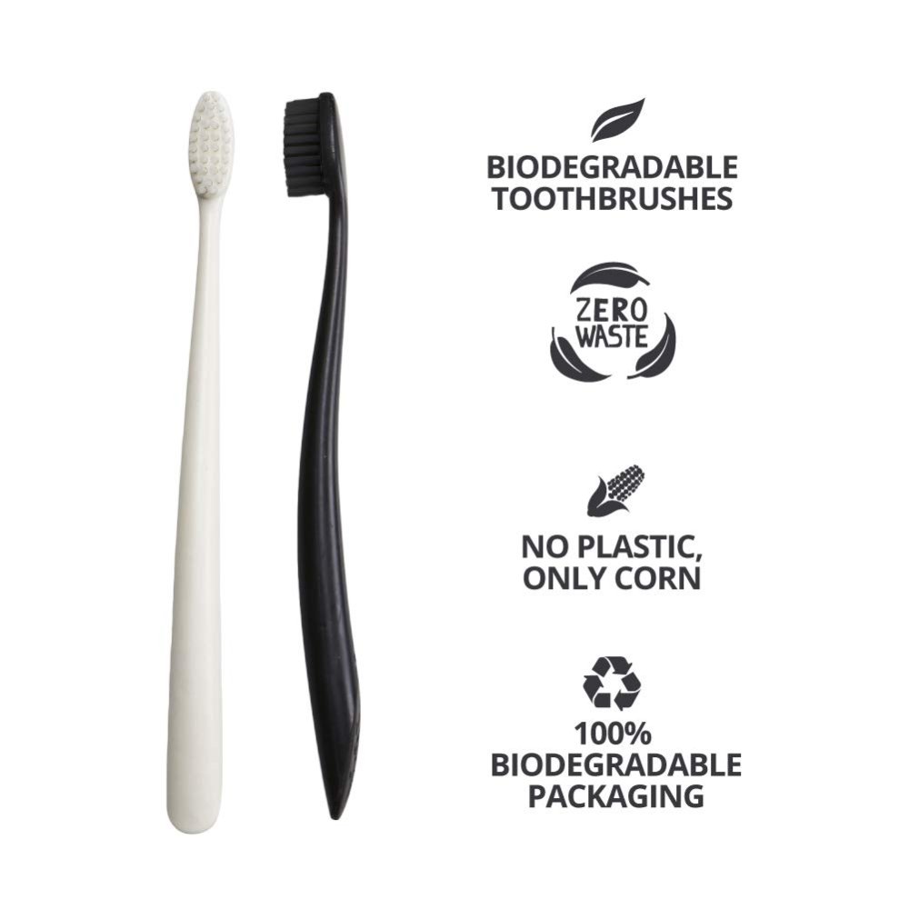 Tandbrster af majs - Sort & Gr - Soft - 2 stk