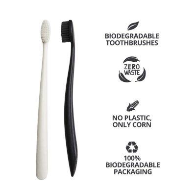 Tandbrster af majs - Sort & Hvid - Soft - 2 stk