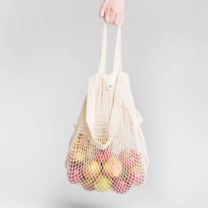 Shopping net with short and long handles - White