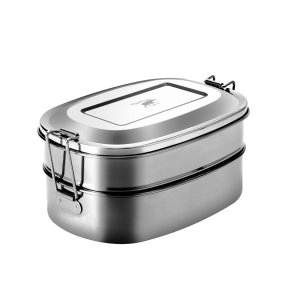 2 in 1 oval food box in stainless steel