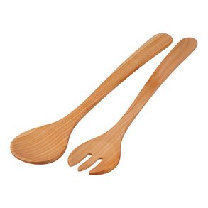 Salad cutlery in cherry wood