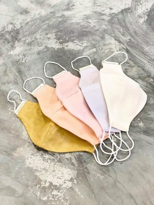 Stofmundbind - Peach - upcycled tekstil - 1 stk.