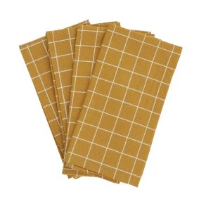 Cloth napkins - Mustard Check - set of 4.