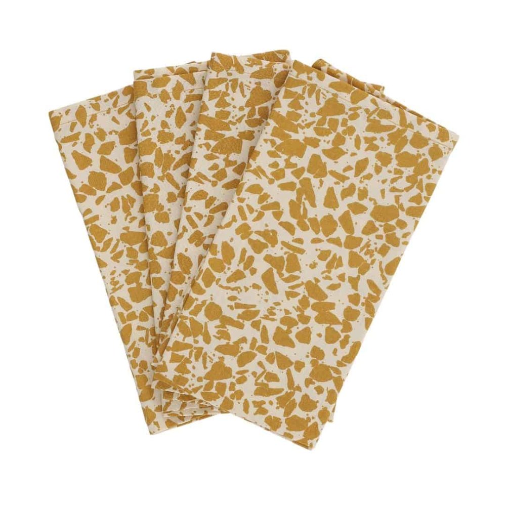 Stofservietter - Mustard Terrazzo - st med 4 stk.