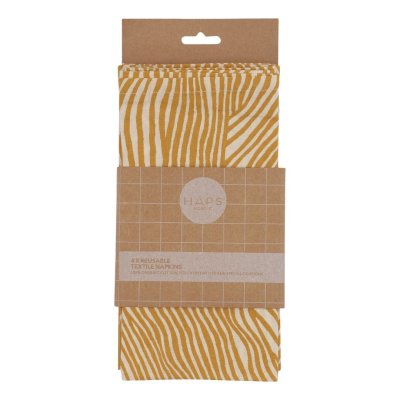 Stofservietter - Mustard Wave - st med 4 stk.