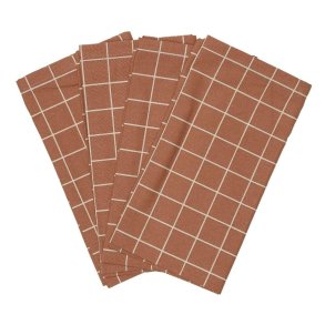 Fabric napkins - Terracotta Check - set of 4 pcs.