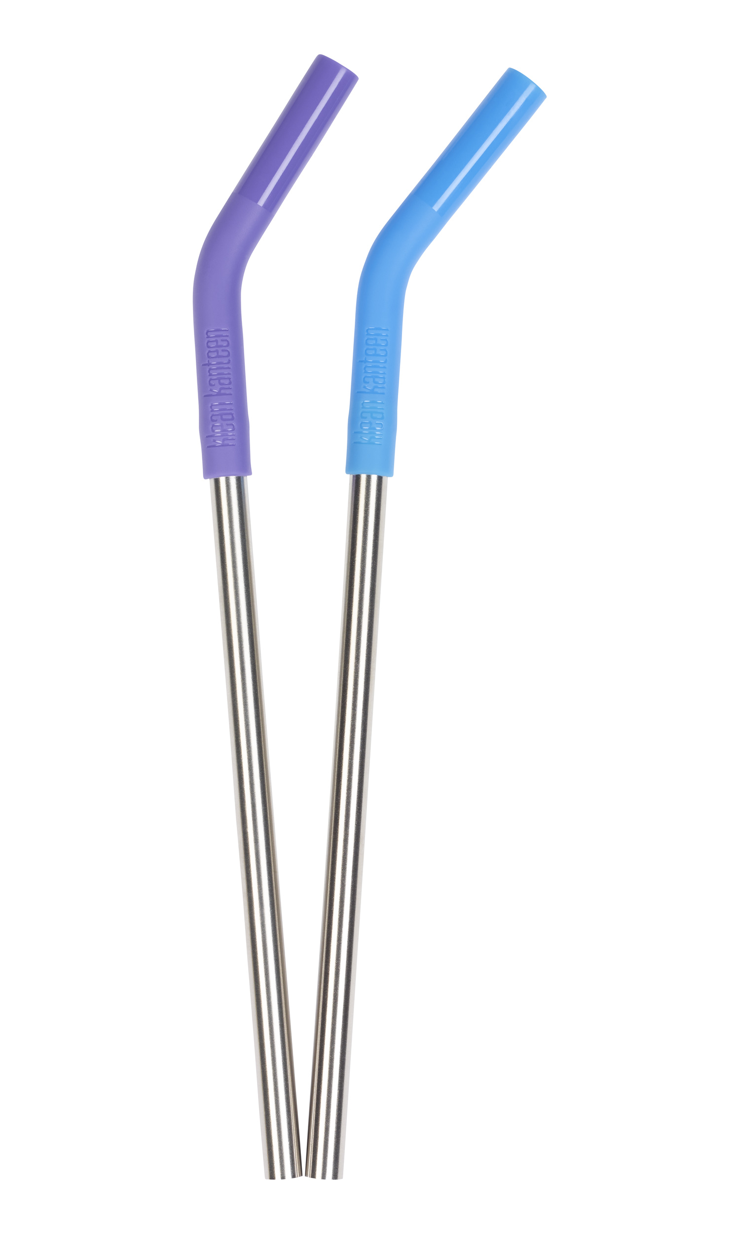Pakke med 2 sugerør i rustfrit stål med silikonetip - multi color