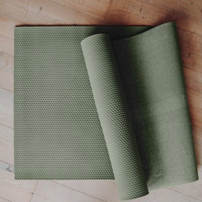 Yogamtte i naturgummi - Skridsikker - Olivengrn