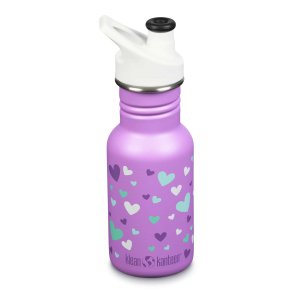Children's drinking bottle with sports lid - Orchid Hearts - 355 ml