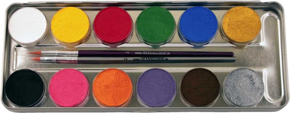 Hudvenlig ansigtsmaling - palette med 12 farver