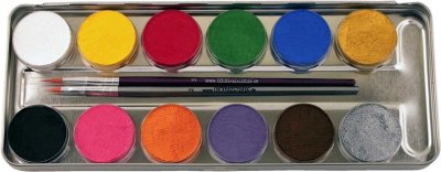 Hudvenlig ansigtsmaling - palette med 12 farver