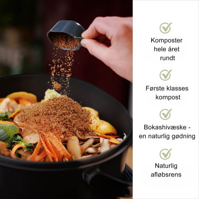 Bokashi kompostspand - Essens - starterkit - Sort